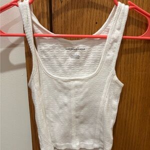American Eagle White Ribbed Tank Top